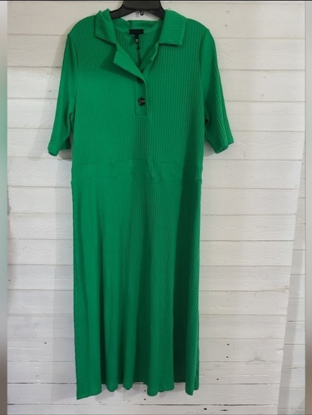 Who What Wear Womens Beachy Costal Country Club Ribbed Midi Dress Green XXL - Picture 2 of 6